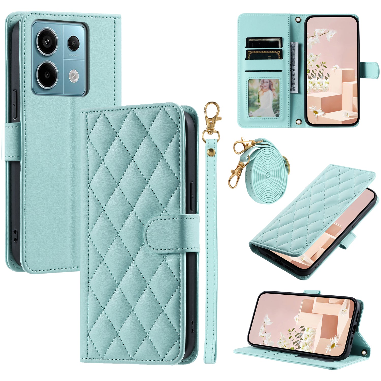For Xiaomi Redmi Note 13 Pro 5G / Poco X6 5G Leather Case Rhombus Grid Card Holder Phone Cover For Xiaomi Redmi Note 13 Pro 5G / Poco X6 5G Leather Case Rhombus Grid Card Holder Phone Cover